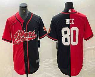 Mens San Francisco 49ers #80 Jerry Rice Red Black Two Tone Cool Base Stitched Baseball Jersey